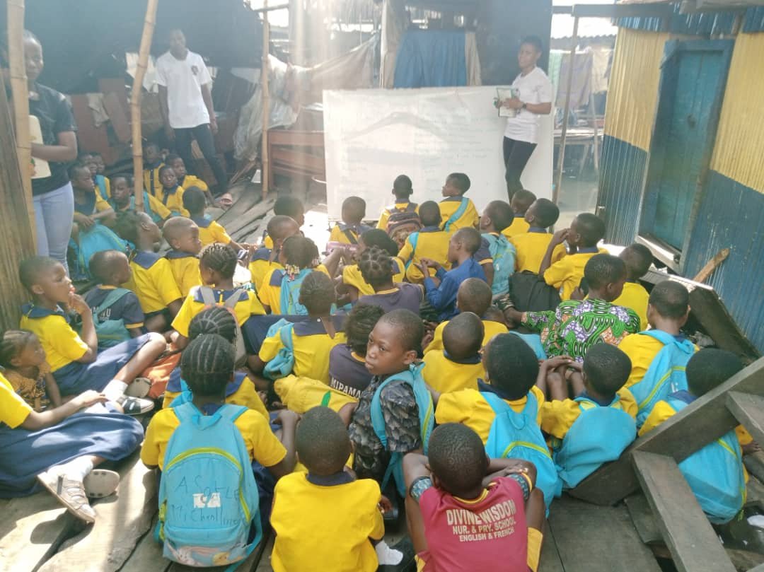 Children gathered for an Uncle Sele Foundation learning support session